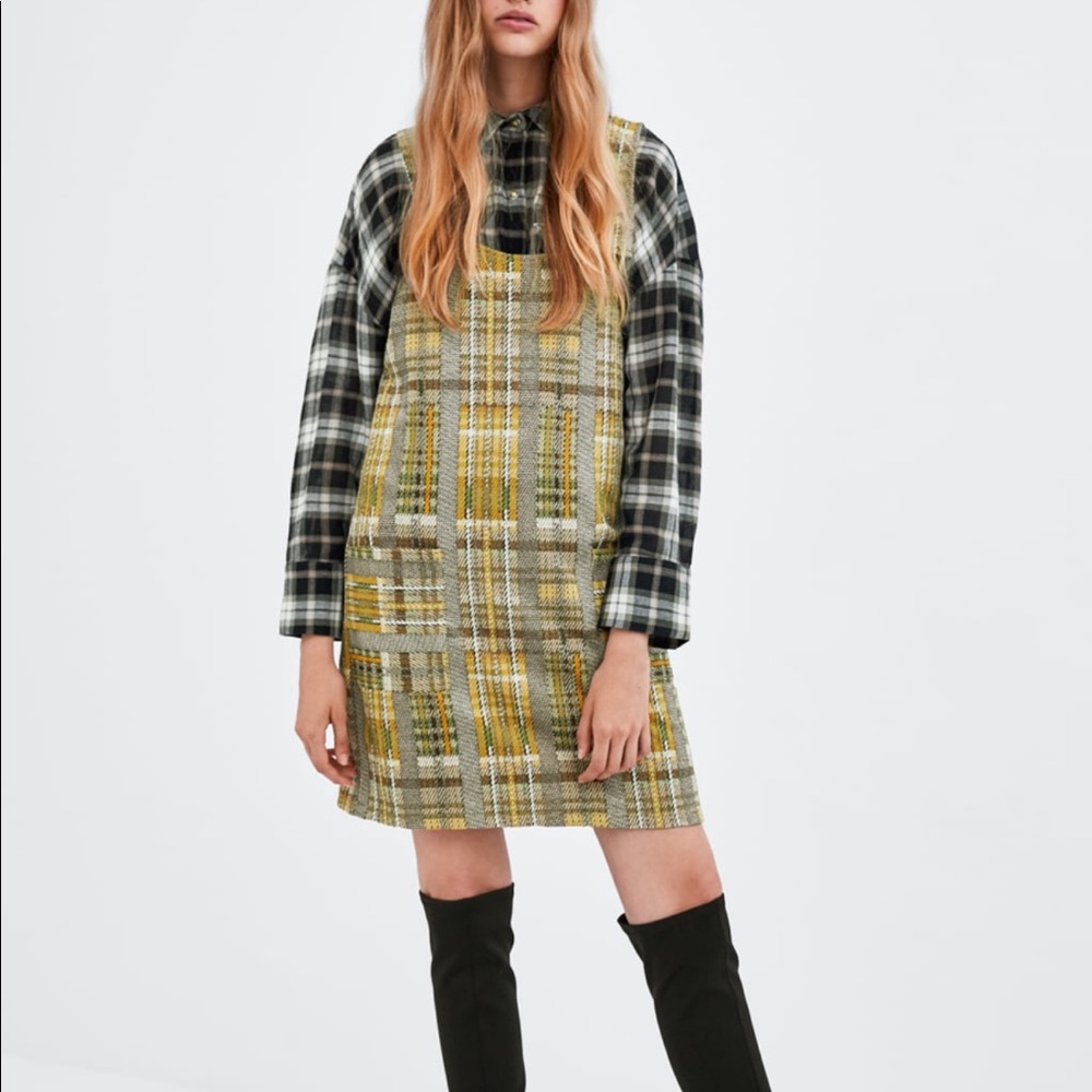 NWOT Zara Shiny Pinafore Dress